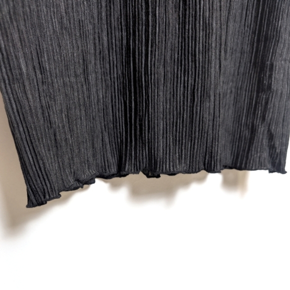 Lush Black Twist Front Plissé Pleated Long Sleeve Midi Dress Size Small - Picture 6 of 9